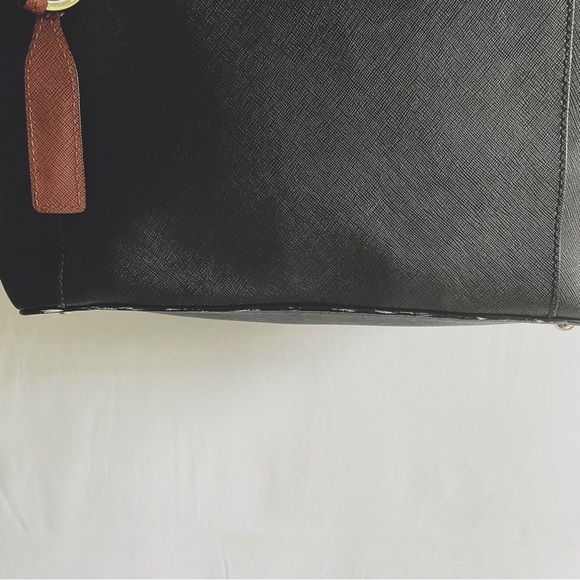 Calvin Klein Women’s Black & Brown Leather Textured Tote Shoulder Bag - Picture 8 of 10